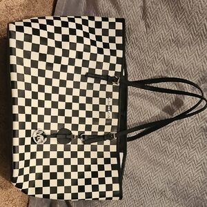 Michael Kors Black and White Checkered Tote